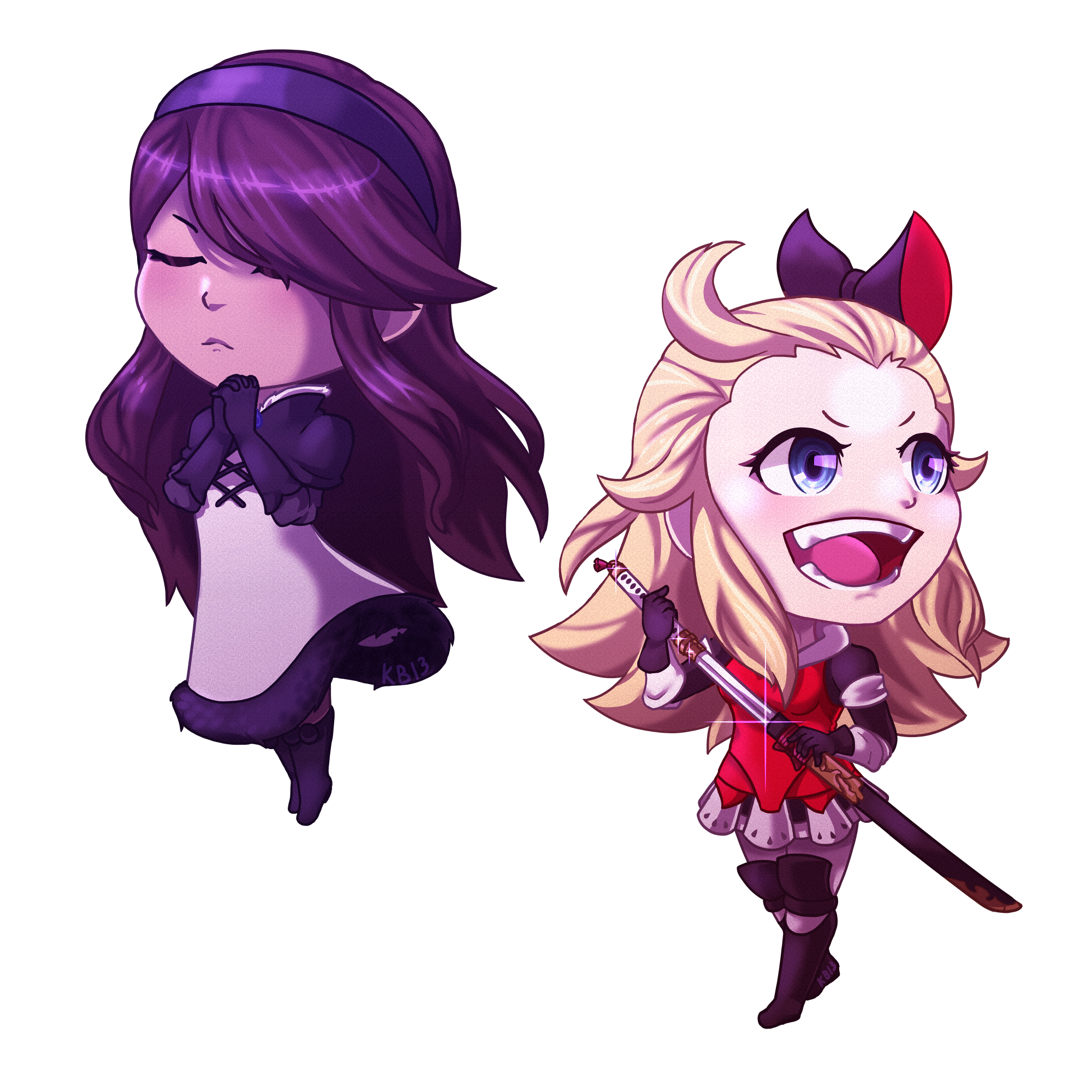 Chibi art of Agnes and Edea from Bravely Default