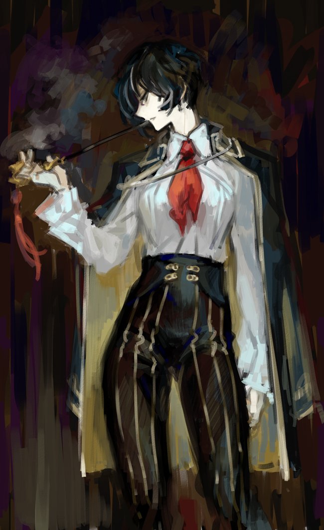 a painting of Moses from Distortion Detective smoking her pipe